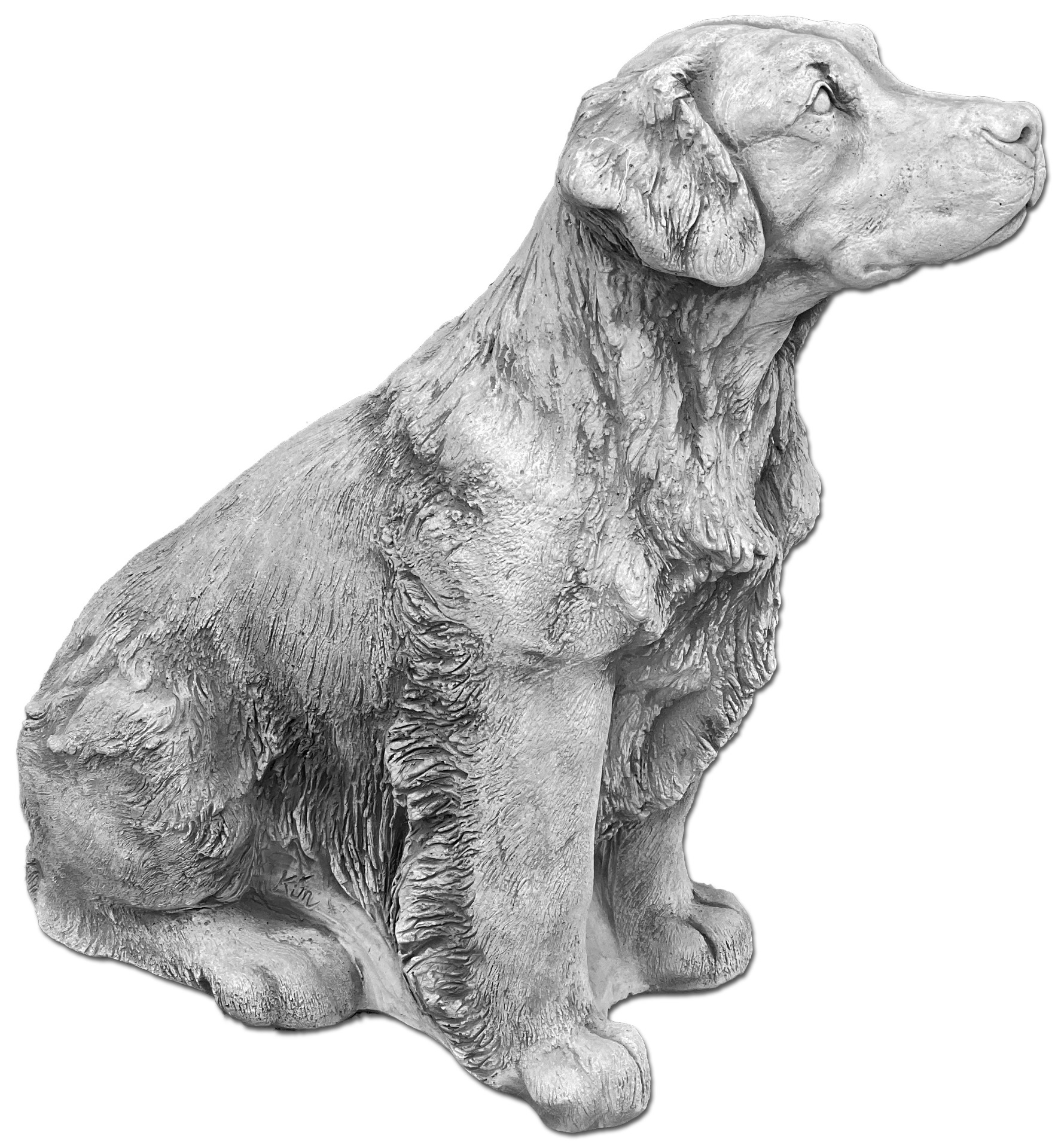 Lashuma Hundestatue 18cm - Gartenfigur Steinoptik Mit Grüner Beflockung