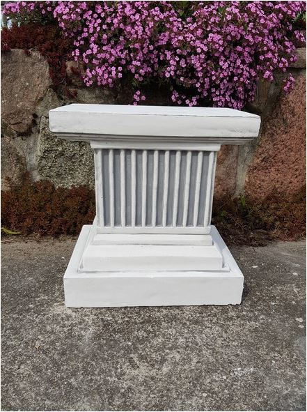 Runder Steinsockel Mit Kanneluren – Frostsicher Für Garten & Terrasse | 16 Cm Hoch, 23 Cm Stellfläche