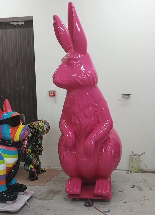 Hase Figur Pink 220 cm Osterhase Gartenfigur Werbefigur Dekofiguren