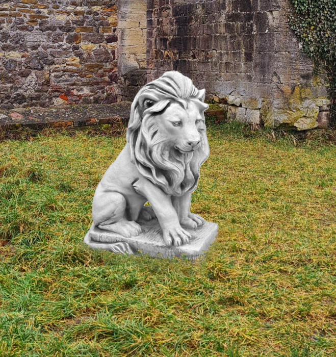 Steinfigur Löwe 62 cm Gartenfigur Löwen Figur Steinlöwe Steinkunst